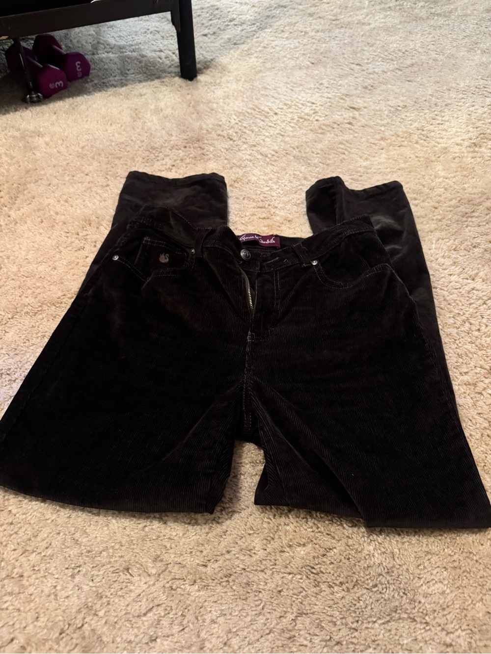 Corduroy Straight-Leg Pants in Dark Brown